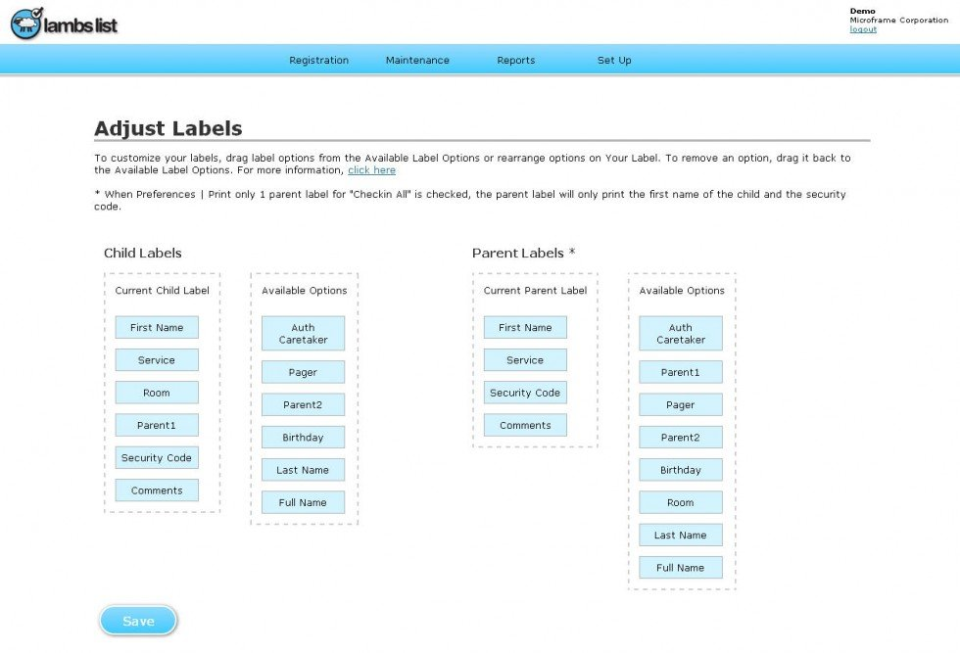 screenshot of lambs list
